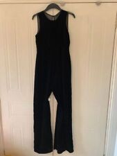 Zara velvet black sheer back jumpsuit sleeveless flared size 8