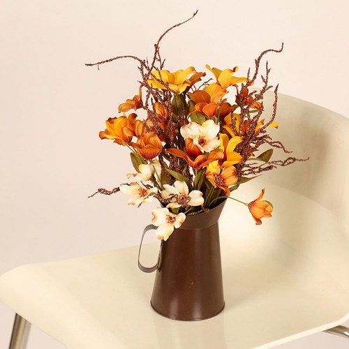 Fall metal bucket planter with - fall,