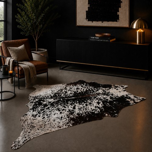 Genuine brown white cowhide - brown,