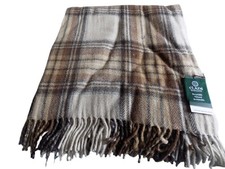 Highland Wool Blend Tartan Blanket / Throw  Stewart Natural Dress Tartan