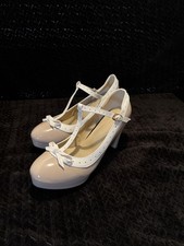 Tan Womens T-Strap Bowknot