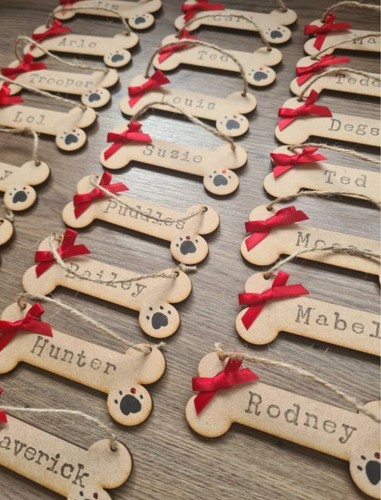 Personalised wooden dog bone - wooden,