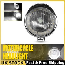 Universal Round Front Light Headlamp LED Chrome Bullet Motorcycle Headlight Lamp