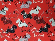 Red Scottie dogs fabric UK