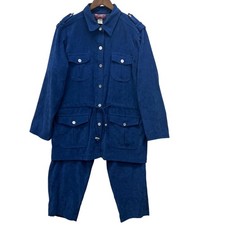 Denim & Co Womens Blue Faux