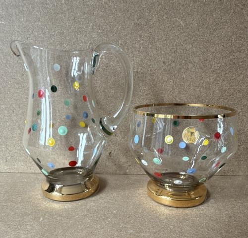 2pc glass jug bowl - &, clear