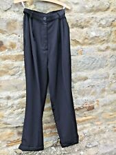 NEXT -  SIZE 8 / 10 - WIDE LEG WITH TURN UP - PURE WOOL BLACK TROUSERS 