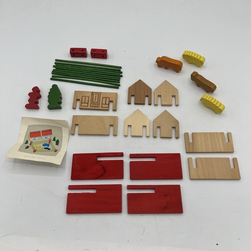 Vintage toy wooden village - toy,