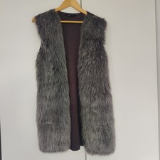 Grey Fur And Knit Gilet Size M