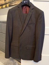 Harry Brown 2 Piece Suit In Brown Pattern 38R, 32R Trousers New Unworn No Tags