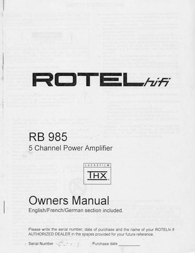 Rotel 985 amplifier - rotel,