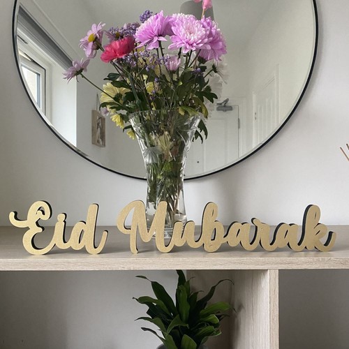 Gold wooden eid - eid, mubarak
