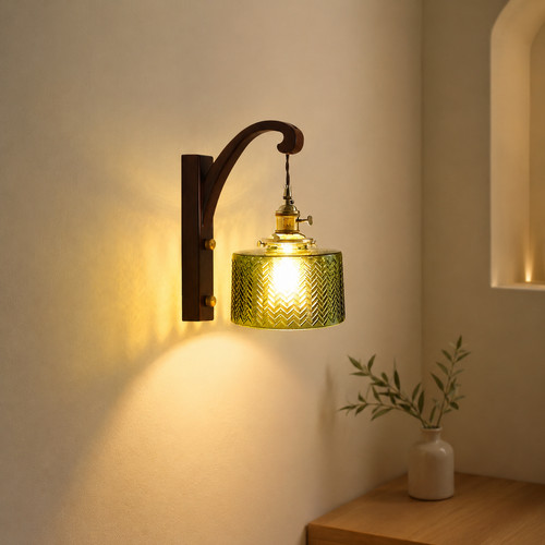 Green tiffany wood - wall, light