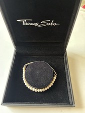 THOMAS SABO Sterling Silver LOVE BRIDGE Bracelet with faceted White Agate Beads 