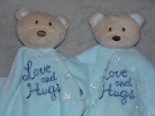 Card Factory teddy comforter soft toy TWO blue bear Love and Hugs