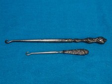 2 x Silver Hallmarked Button Hooks - Free P+P