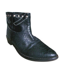 Mr. Wolf Ladies Black All Leather Python Western Ankle Boot Size EU 40 UK 7