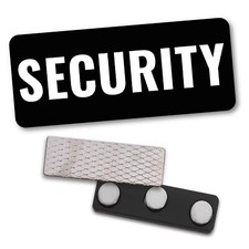 Security Badge 76x32mm Magnet Pin Clip Black Tag ID Chest Display