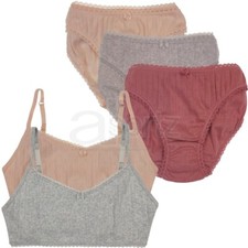 New Girls 2 First Bra Crop Tops / 3 Briefs Knickers M S L Pure Cotton Uk Age