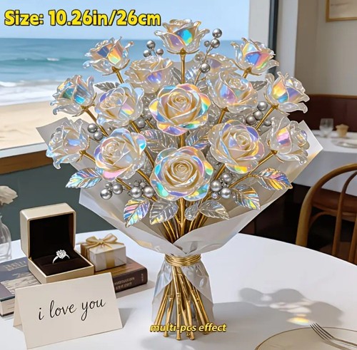 17pcs rainbow crystal - 17pcs, rose