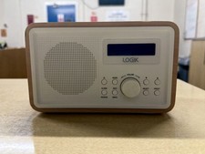 LOGIK LHDR15 Portable DAB FM Clock Radio White & Wood Veneer - Tested  Working