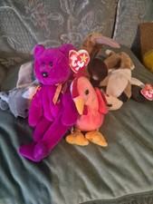 5 x Ty Beanie Babies rare (koala, rooster, beagle, millenium bear, pelican like