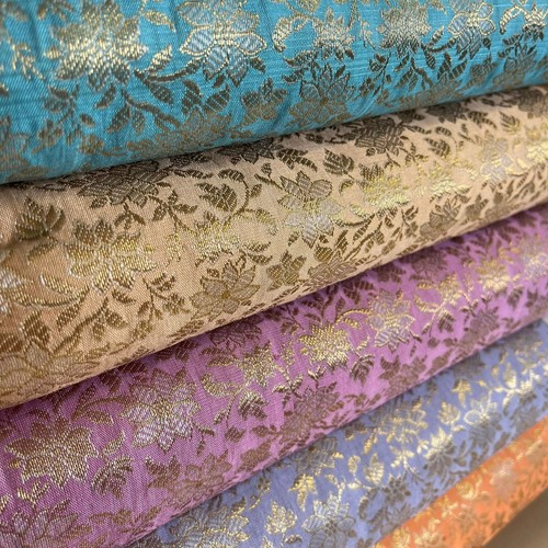 Floral brocade fabric metallic - floral,