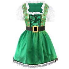 LADIES IRISH DRESS ST PATRICKS LEPRECHAUN IRELAND FANCY DRESS COSTUME WOMENS