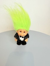 Vintage 1985 Dam Troll Doll in Tuxedo – Green Hair Collectable Retro Toy
