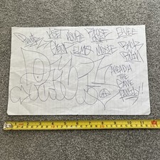 RARE ORIGINAL SKETCH PANIK ATG - LONDON UK GRAFFITI GRAFF 10 FOOT GRAPHOTISM TOX