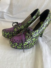 TUK T.u.k Ladies 7 Bright Purple Green Leopard Print Heels alternatine