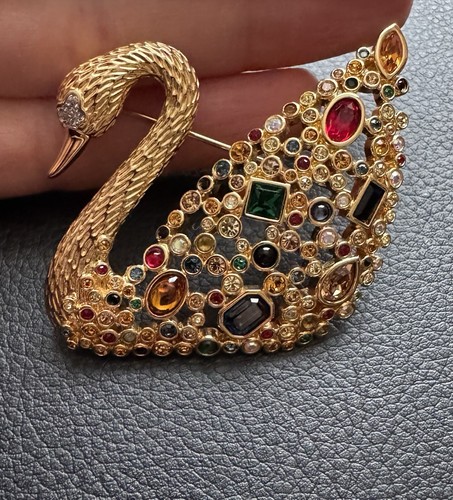 Genuine swarovski swan brooch - genuine,