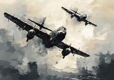 Two WW2 Bomber Planes in Sky