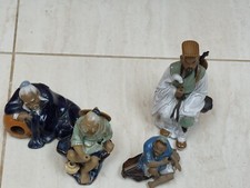 Collection of 4 Vintage CHINESE SHIWAN MUDMEN POTTERY Figurines