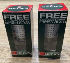 2 x Vintage The Art Of Becks Limited Edition Glass By Damien Hirst 'Opium Spot'