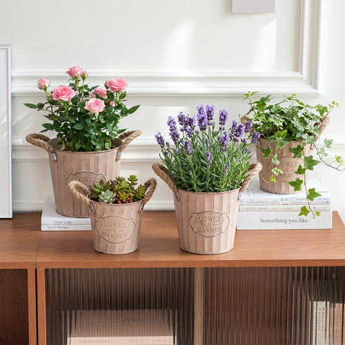 4pcs vintage metal buckets - metal,