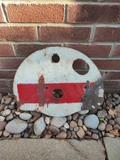VINTAGE BRITISH RAILWAYS ENAMEL GROUND SIGNAL DISC