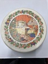 Vintage Large Round Regency Ware Biscuit Toffee Cake Tin with Christmas Scene