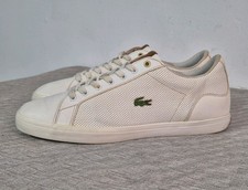 Lacoste Lerond 218 Leather Trainers Mens UK 11 White Embroidered Alligator Shoes