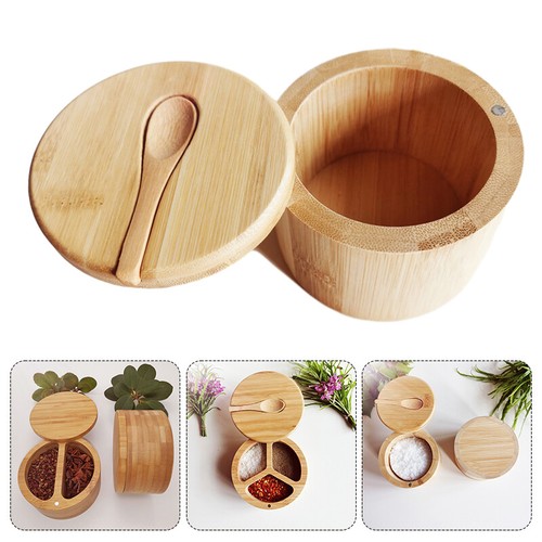 Round bamboo salt bowl - round,