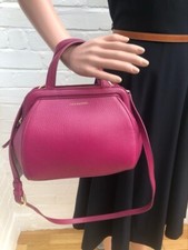 NEW LULU GUINNESS Raspberry Pink Grainy Leather Small Paula Handbag Body Strap