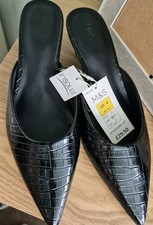 Marks And Spencer Ladies Black Backless Mule Shoes Size 6 BNWT