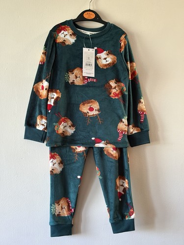 Xmas pyjamas cosy green velour - xmas,