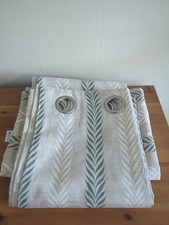 Dunelm Green Earth Leaf Design Curtains Vgc Eyelet 117 X 137 Cm