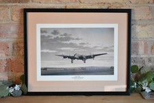 Large Framed Keith Woodcock Print 'Home on Three' Lancaster Kirkby Lincolnshire