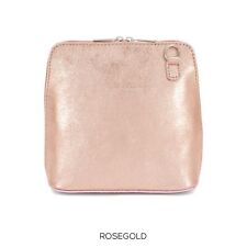 Ladies Italian VERA PELLE Genuine Metallic Small Square Girls Bag Women Gift