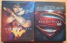 Two DCEU Steelbooks: MAN OF STEEL + WONDER WOMAN | Bluray | Very Good Condition 