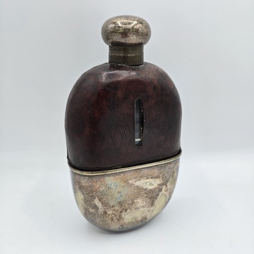 Vintage leather hip flask - leather,