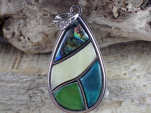 Abalone shell teardrop pendant - abalone,