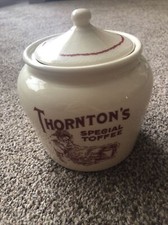 Vintage Thorntons Special Toffee Jar 6” Tall Cream Crazing To Lid Collectible
